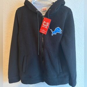 NWT Detroit Lions ULTRA GAME Black Full Zip Sherpa Hooded Jacket Women’s Small